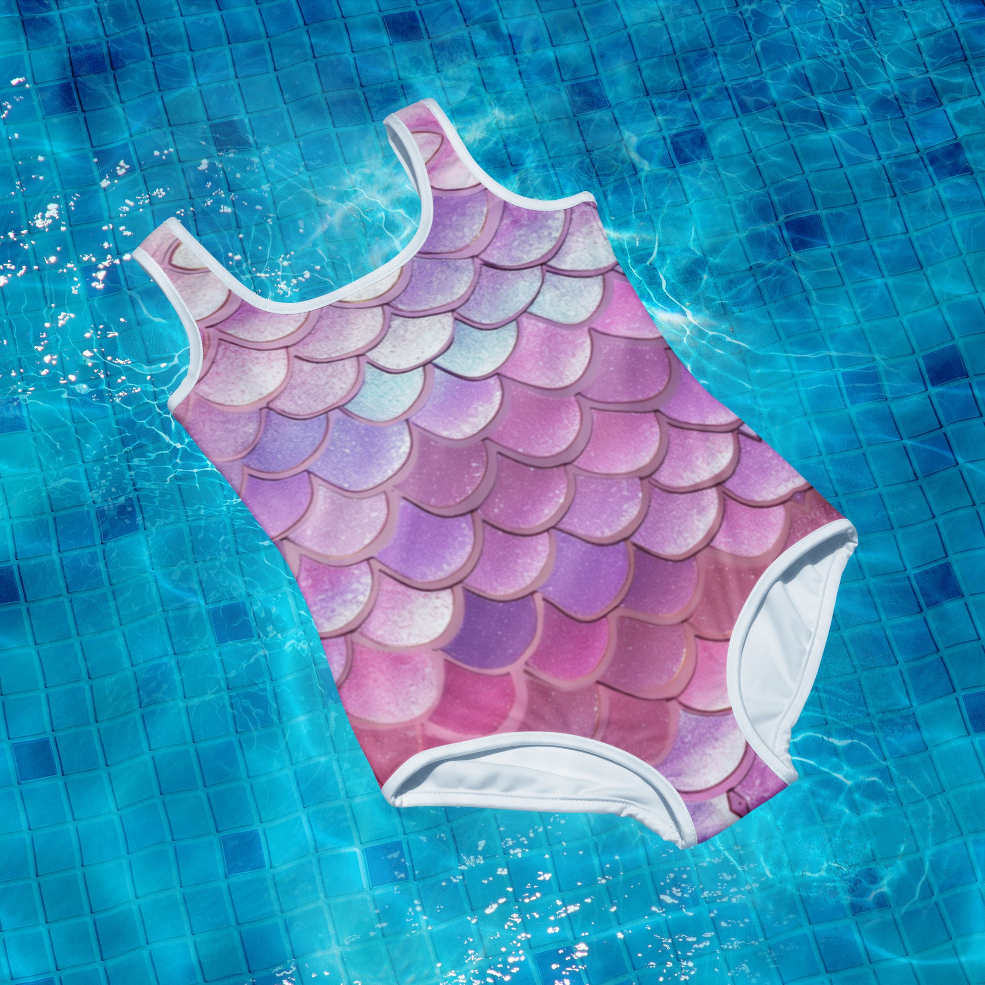 Make a splash with our Mermaid Youth Girls Swimsuit! Available in sizes 8-20, this one piece features vibrant mermaid scales in shades of pink, purple, blue, and white. Your little mermaid will love the playful design while staying comfortable and stylish at the beach or pool.