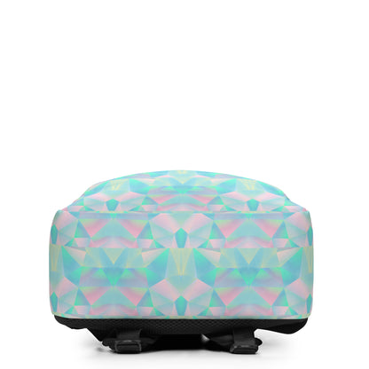 blue geometric prisms school backpack