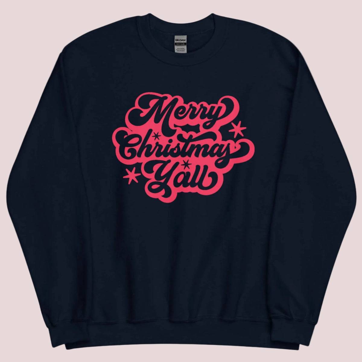Bring family together with this adult Merry Christmas Y’all sweatshirt, made from soft Gildan fleece and featuring festive red script. It’s part of a matching holiday collection available in child sizes too, so the whole family can dress in cozy southern style. Perfect for Christmas morning photos, this crewneck sweatshirt adds heartwarming charm to your seasonal wardrobe.

