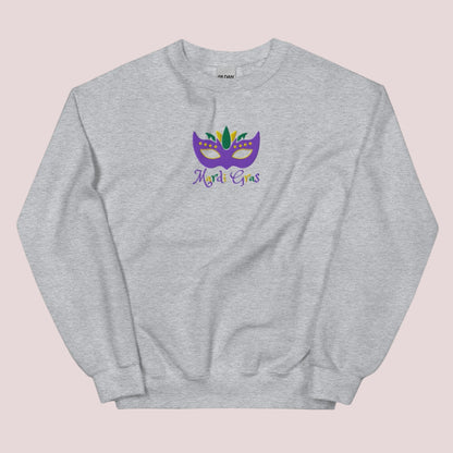 From Bourbon Street to backyard celebrations, this adult Mardi Gras sweatshirt (S–5XL) captures the magic of Carnival with a bold embroidered mask and “Mardi Gras” lettering. It’s perfect for New Orleans travel, French Quarter photos, and NOLA-themed events. Designed to coordinate with matching kids’ styles for festive, family-friendly fashion.