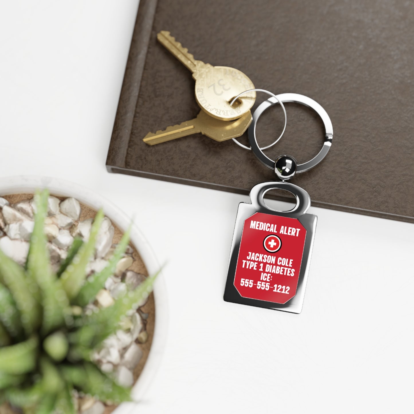 medical alert keychain charm
