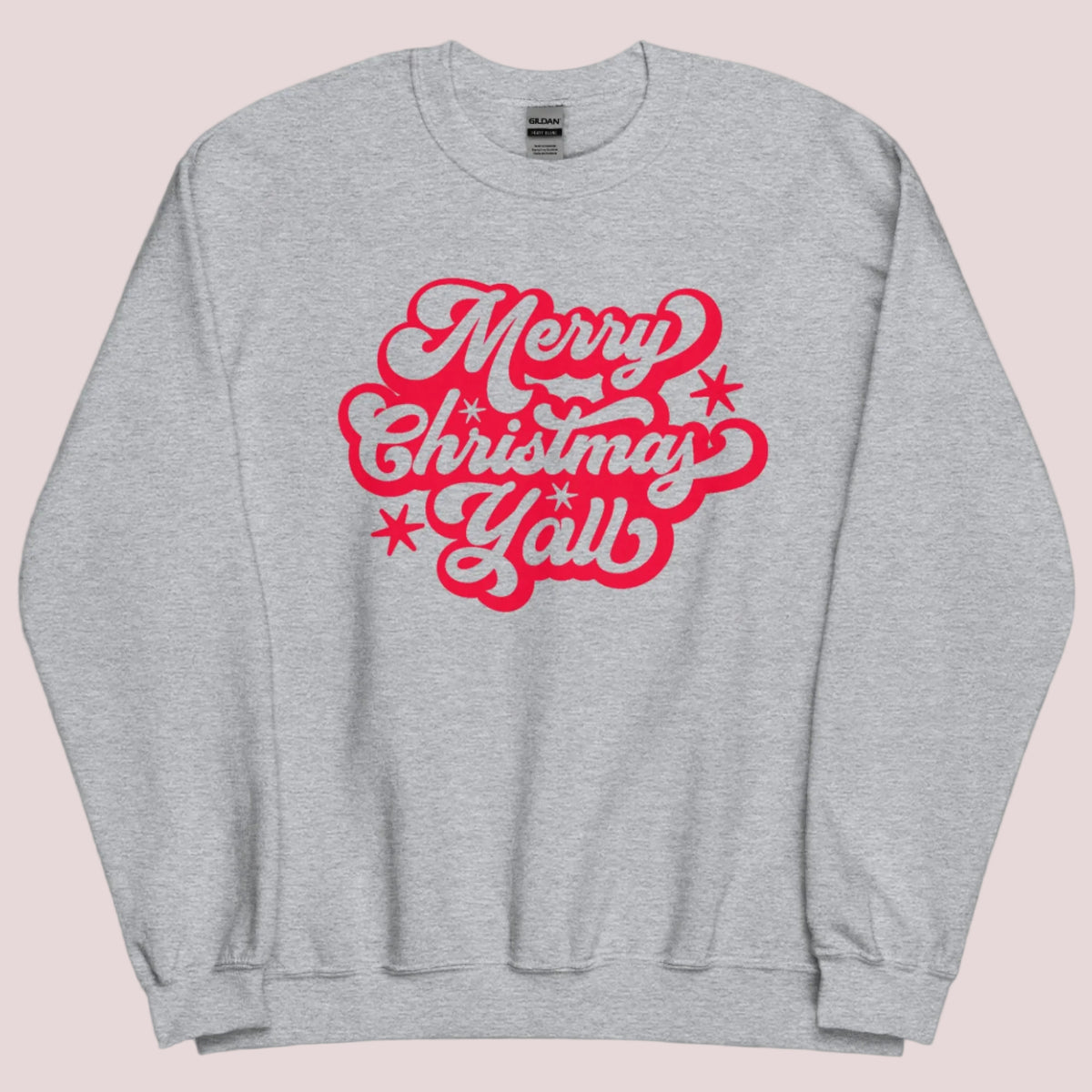 The adult-sized Merry Christmas Y’all crewneck sweatshirt brings cheerful southern vibes to your holiday outfits. With red script text and a warm Gildan fleece build, it's perfect for matching with your little ones in child-sized versions. It’s a sweet holiday gift for moms and dads who want festive flair while creating joyful family memories all season long.