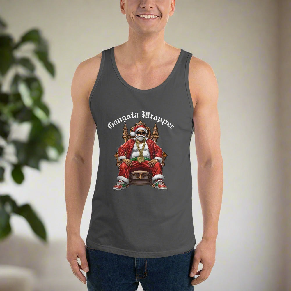 Gangsta Wrapper Santa Funny Christmas Holiday 100% cotton Jersey Unisex Tank Top, by jaecrece.com