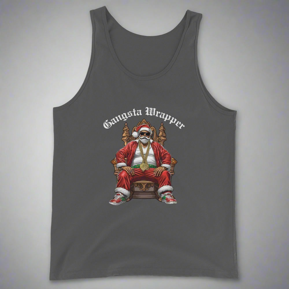 Gangsta Wrapper Santa Funny Christmas Holiday 100% cotton Jersey Unisex Tank Top, by jaecrece.com