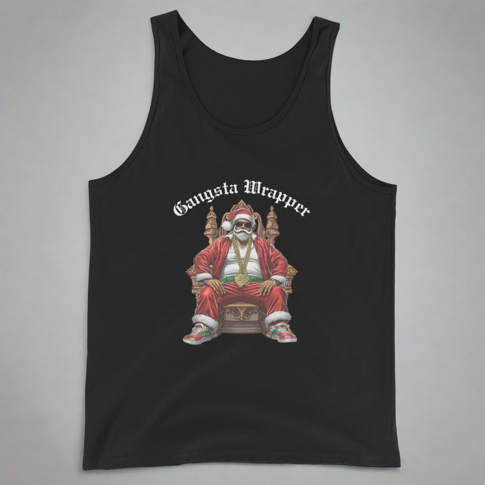 Gangsta Wrapper Santa Funny Christmas Holiday 100% cotton Jersey Unisex Tank Top, by jaecrece.com