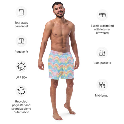 mens recycled pastel tie dye swim shorts product info