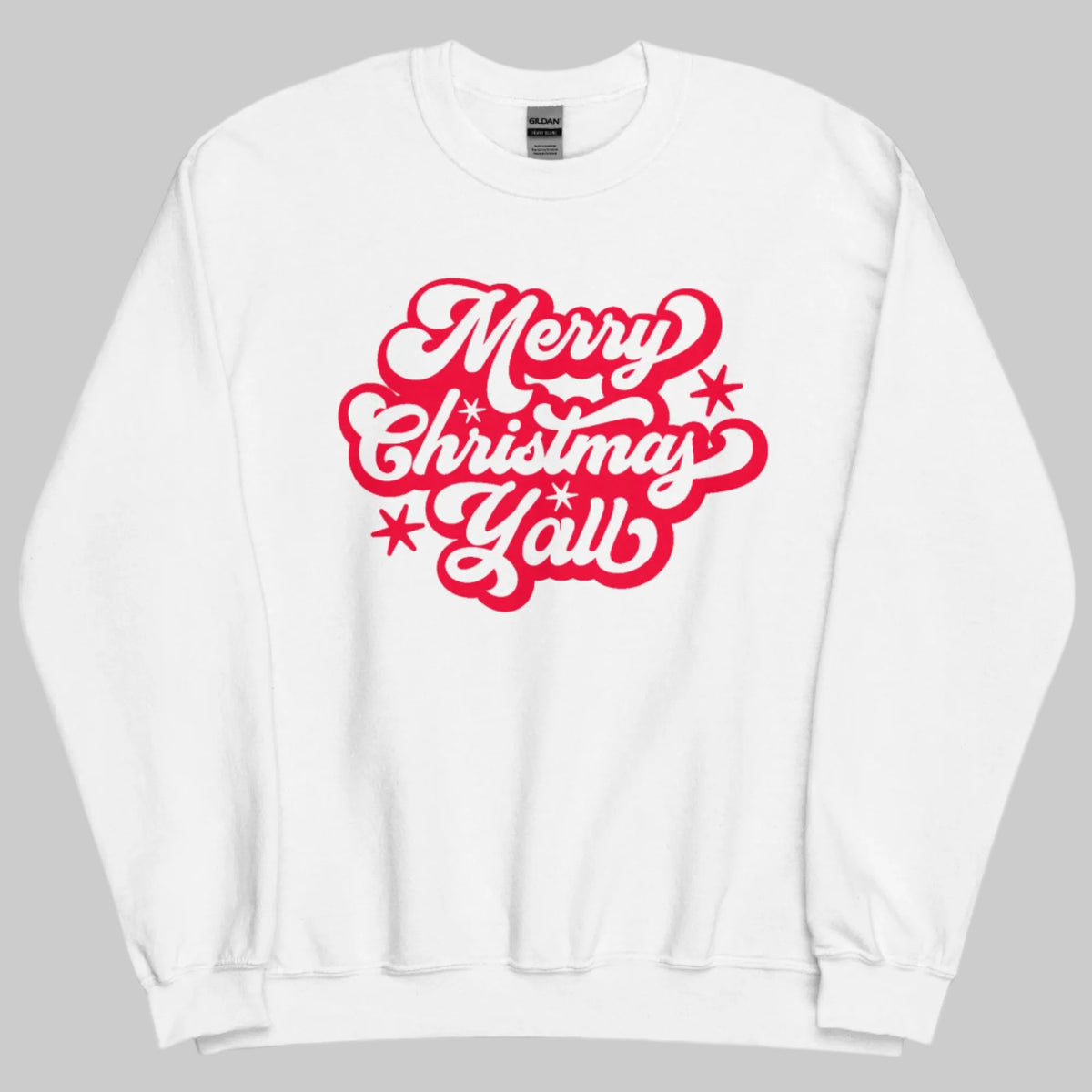 Get holiday-ready with the Merry Christmas Y’all adult sweatshirt, featuring bold red lettering and cozy fleece warmth. This Gildan 18000 crewneck is part of a matching family collection, perfect for parents who want coordinated Christmas looks. Great for parties, holiday cards, and gifting, this sweatshirt brings southern charm and festive joy to your seasonal wardrobe.

