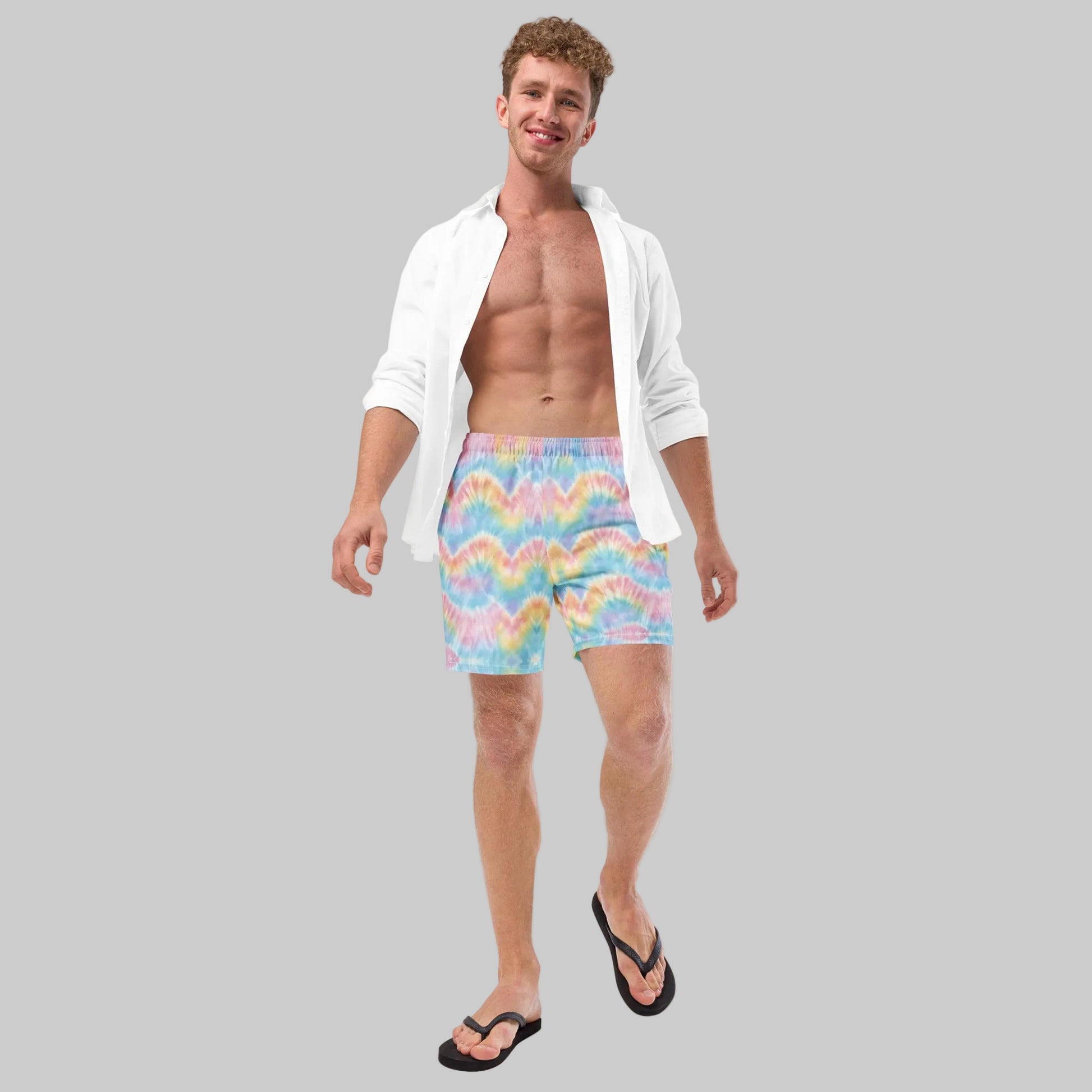 pastel tie dye mens swim shorts