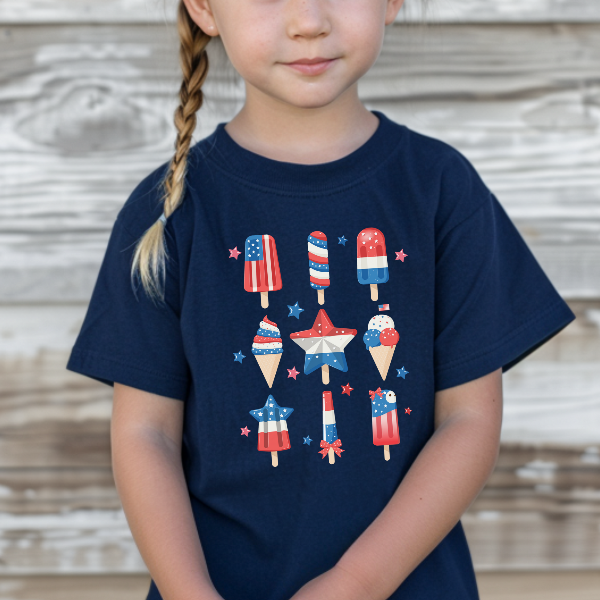 Image: Toddler Fourth of July shirt with a playful red white and blue popsicle graphic, perfect for your little one’s patriotic celebration. This cute America toddler tee brings festive fun to any barbecue or parade. A charming Memorial Day outfit or Independence Day look, great for family photos or matching mommy and me moments. Ideal for toddlers who love stars and stripes style, by jaecrece.