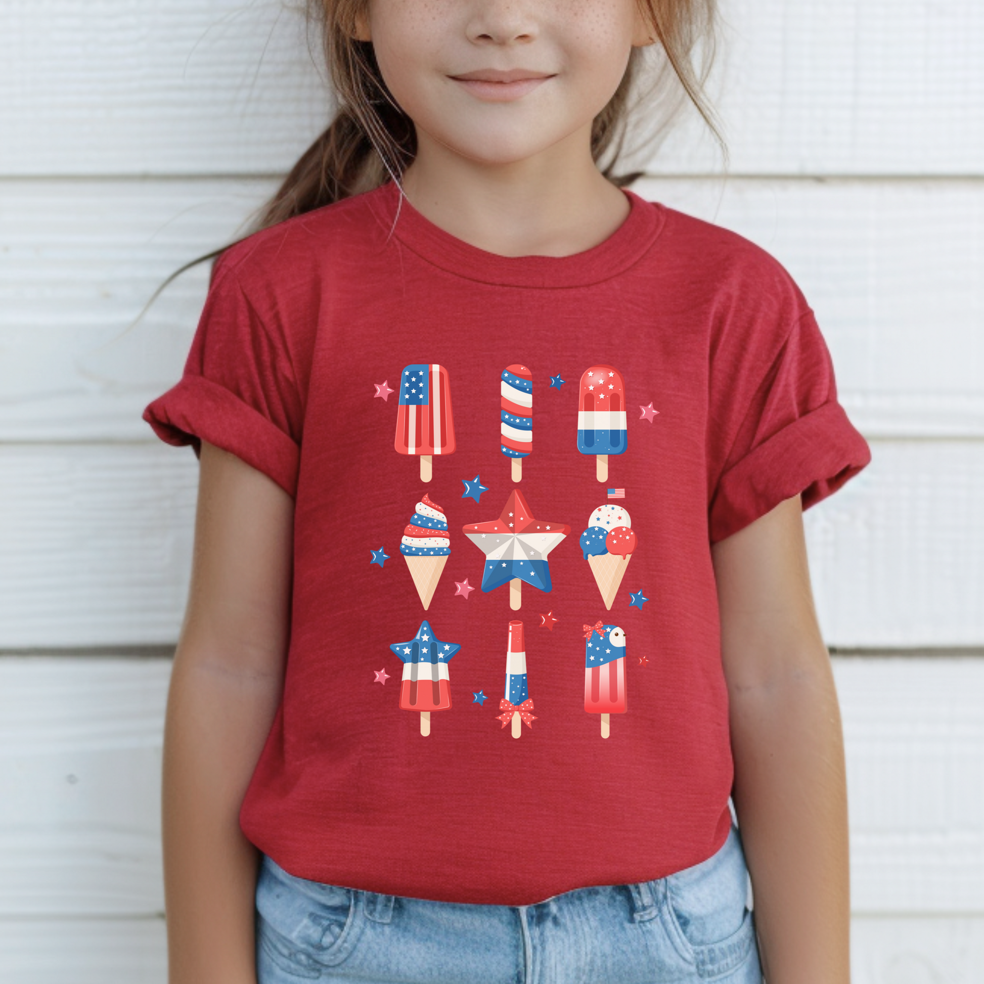 Image: Adorable toddler 4th of July shirt with a sweet red white and blue popsicle graphic, perfect for summer celebrations. This fun American flag inspired tee is ideal for Memorial Day, Independence Day parades, or fireworks fun. Designed for toddlers who love soft, comfy style with festive flair, this shirt is a must have for your little one’s summer wardrobe, by jaecrece.