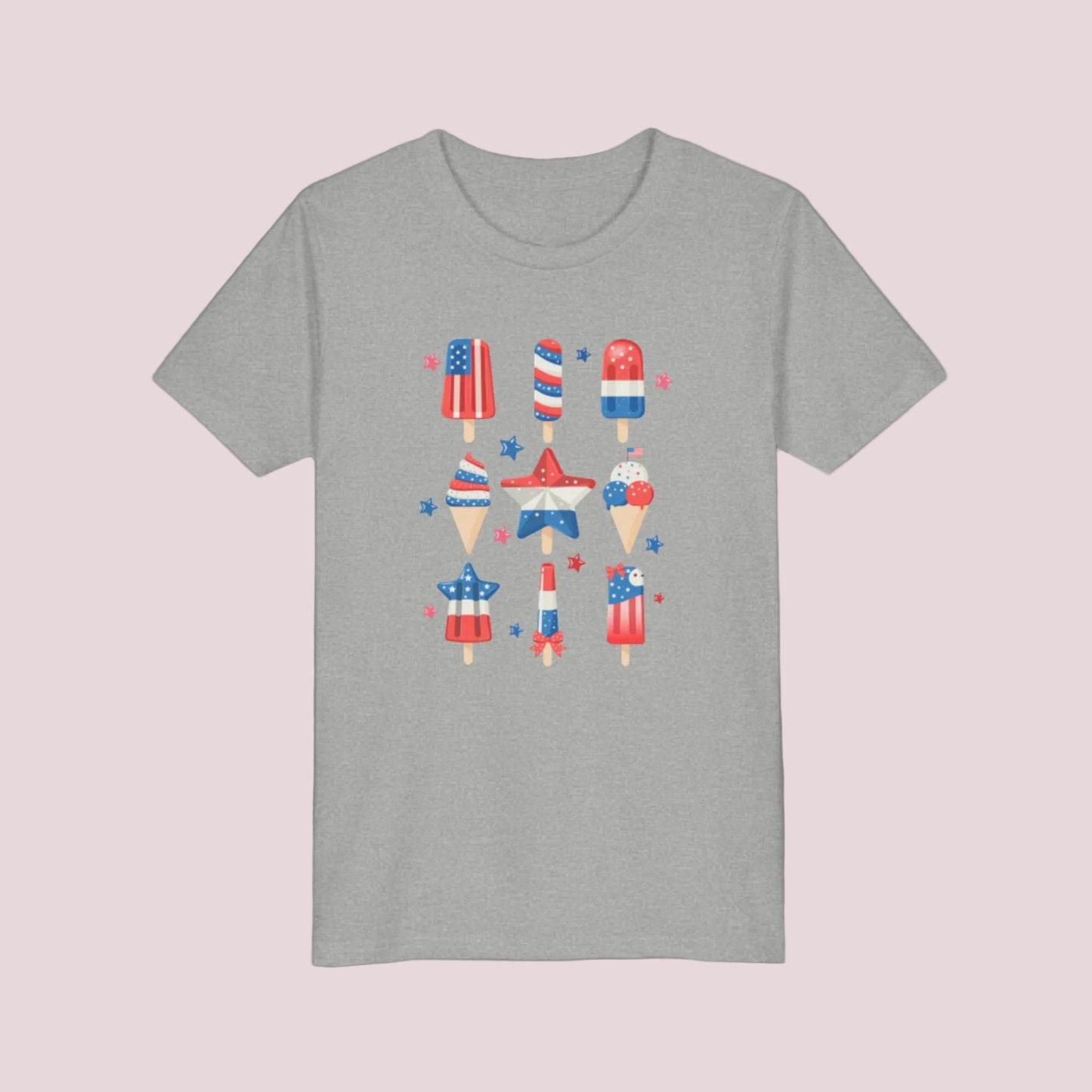 Image: Celebrate the stars and stripes with this red white and blue popsicle shirt for children in sizes S to XL. A festive choice for the 4th of July, Memorial Day, or Veterans Day, this kids tee features a playful frozen treat that brings extra fun to every celebration. Ideal for summer outings, fireworks, and patriotic parades, it is both cute and comfy, by jaecrece.