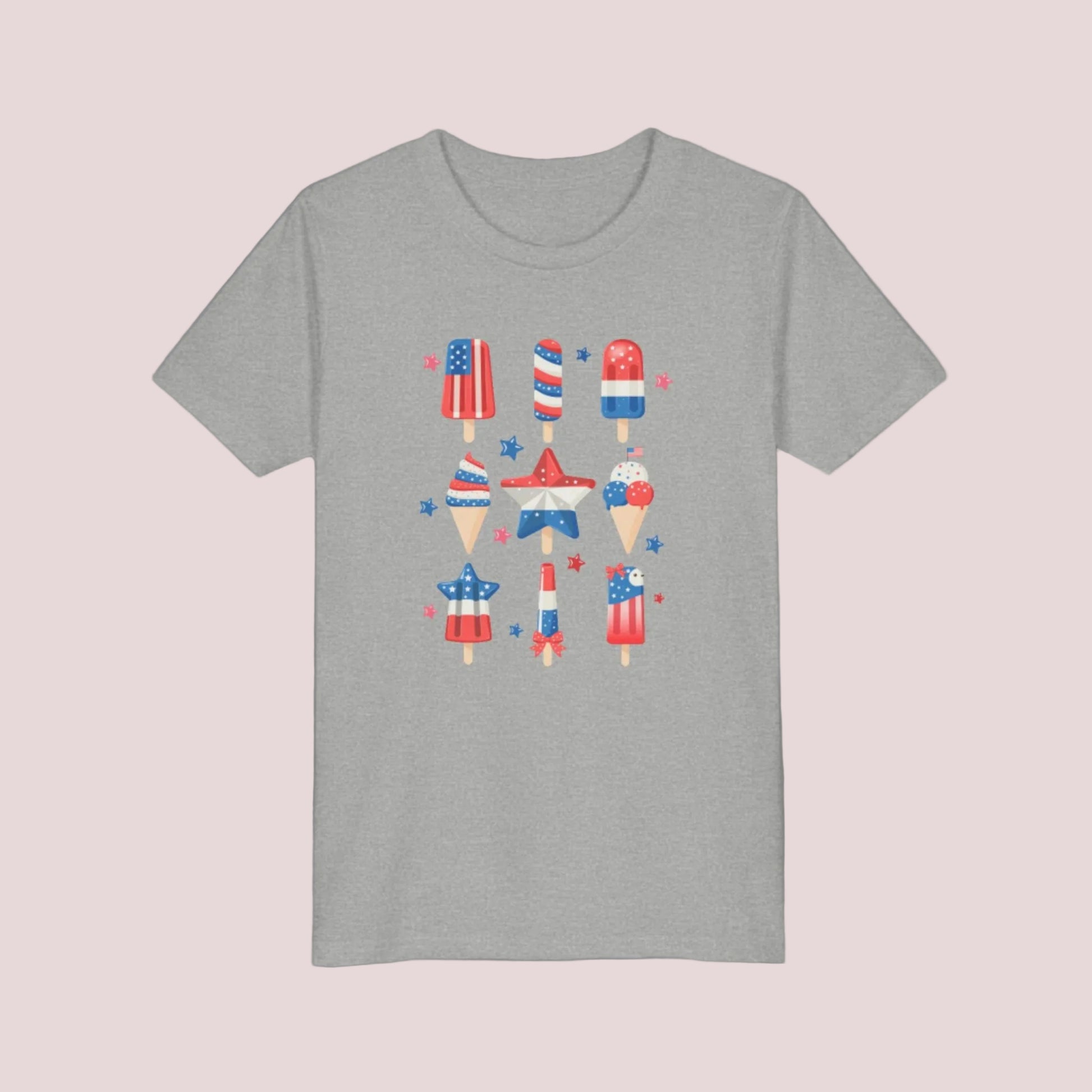 Image: Celebrate the stars and stripes with this red white and blue popsicle shirt for children in sizes S to XL. A festive choice for the 4th of July, Memorial Day, or Veterans Day, this kids tee features a playful frozen treat that brings extra fun to every celebration. Ideal for summer outings, fireworks, and patriotic parades, it is both cute and comfy, by jaecrece.