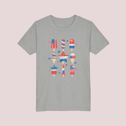 Image: Celebrate the stars and stripes with this red white and blue popsicle shirt for children in sizes S to XL. A festive choice for the 4th of July, Memorial Day, or Veterans Day, this kids tee features a playful frozen treat that brings extra fun to every celebration. Ideal for summer outings, fireworks, and patriotic parades, it is both cute and comfy, by jaecrece.
