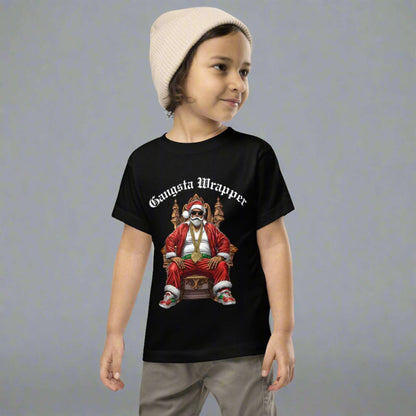 Gangsta Wrapper Santa Funny Christmas Holiday 100% cotton Unisex Toddler TShirt Size 2T-7, by jaecrece.com