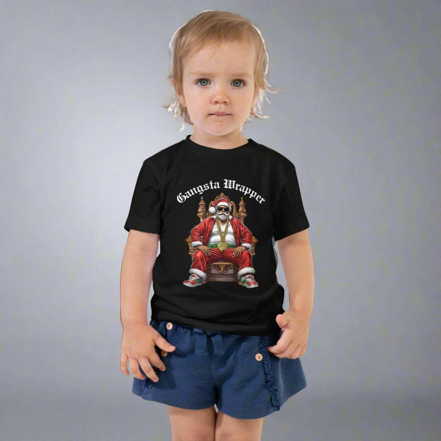 Gangsta Wrapper Santa Funny Christmas Holiday 100% cotton Unisex Toddler TShirt Size 2T-7, by jaecrece.com