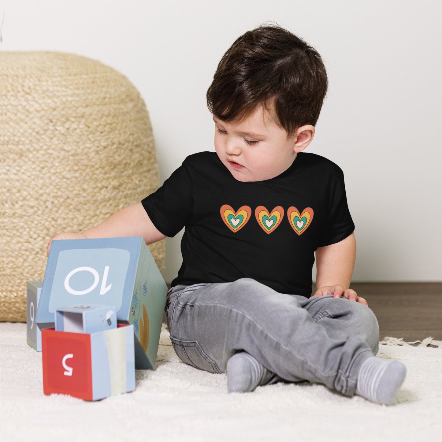 Retro Hearts Toddler Short Sleeve Tee - jaecrece