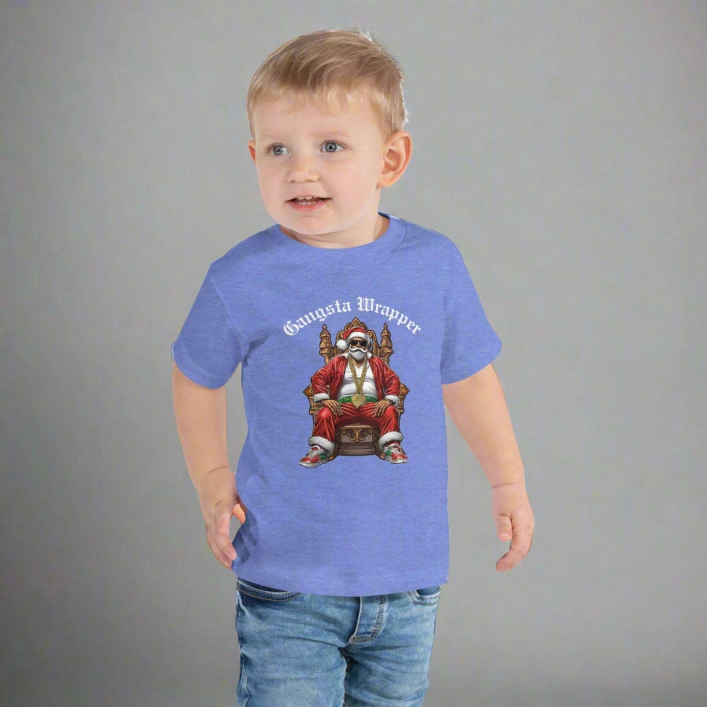 Gangsta Wrapper Santa Funny Christmas Holiday 100% cotton Unisex Toddler TShirt Size 2T-7, by jaecrece.com