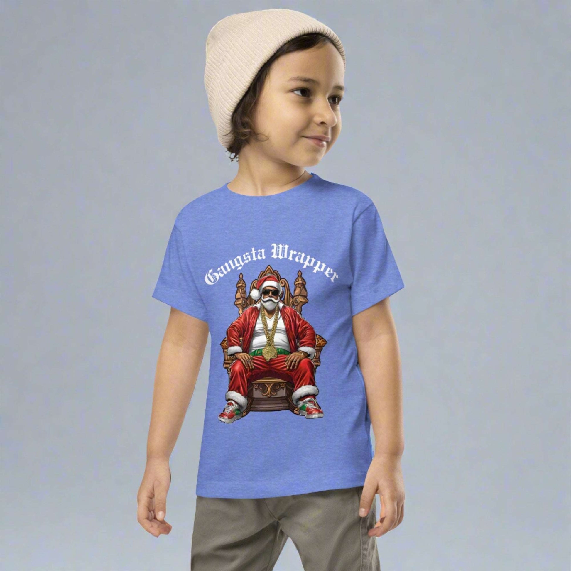 Gangsta Wrapper Santa Funny Christmas Holiday 100% cotton Unisex Toddler TShirt Size 2T-7, by jaecrece.com