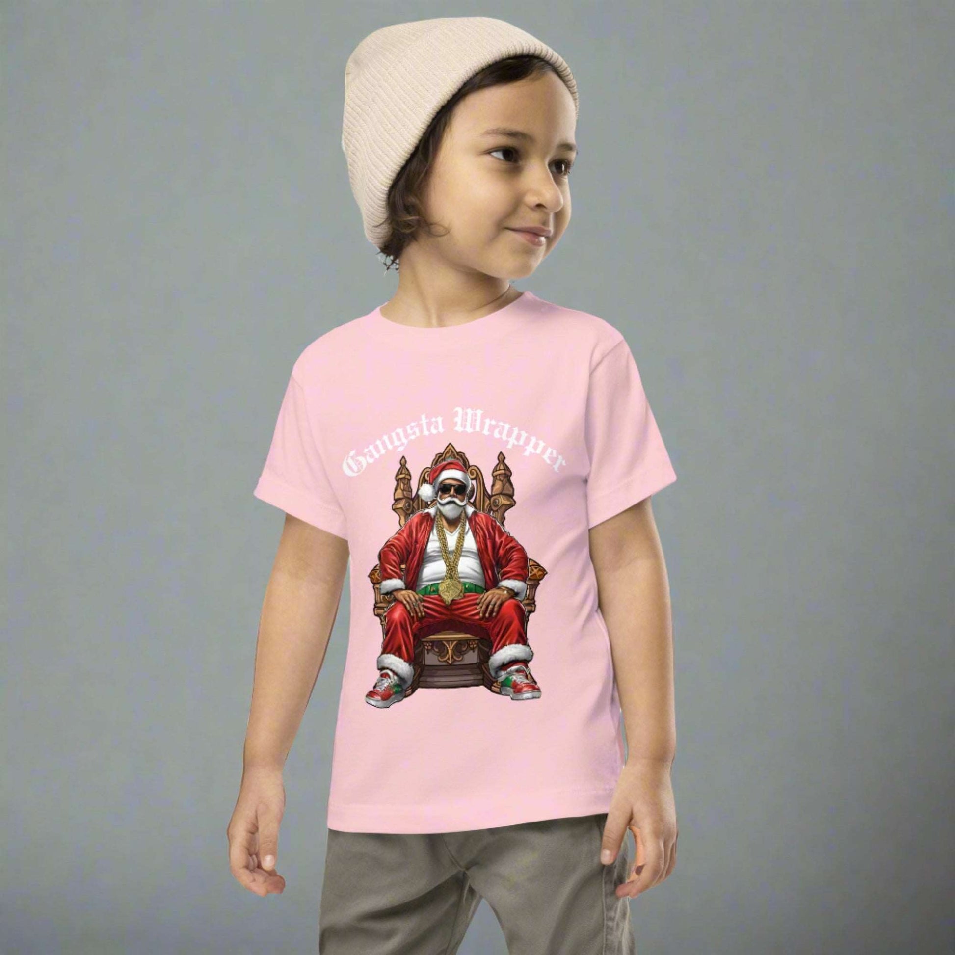 Gangsta Wrapper Santa Funny Christmas Holiday 100% cotton Unisex Toddler TShirt Size 2T-7, by jaecrece.com