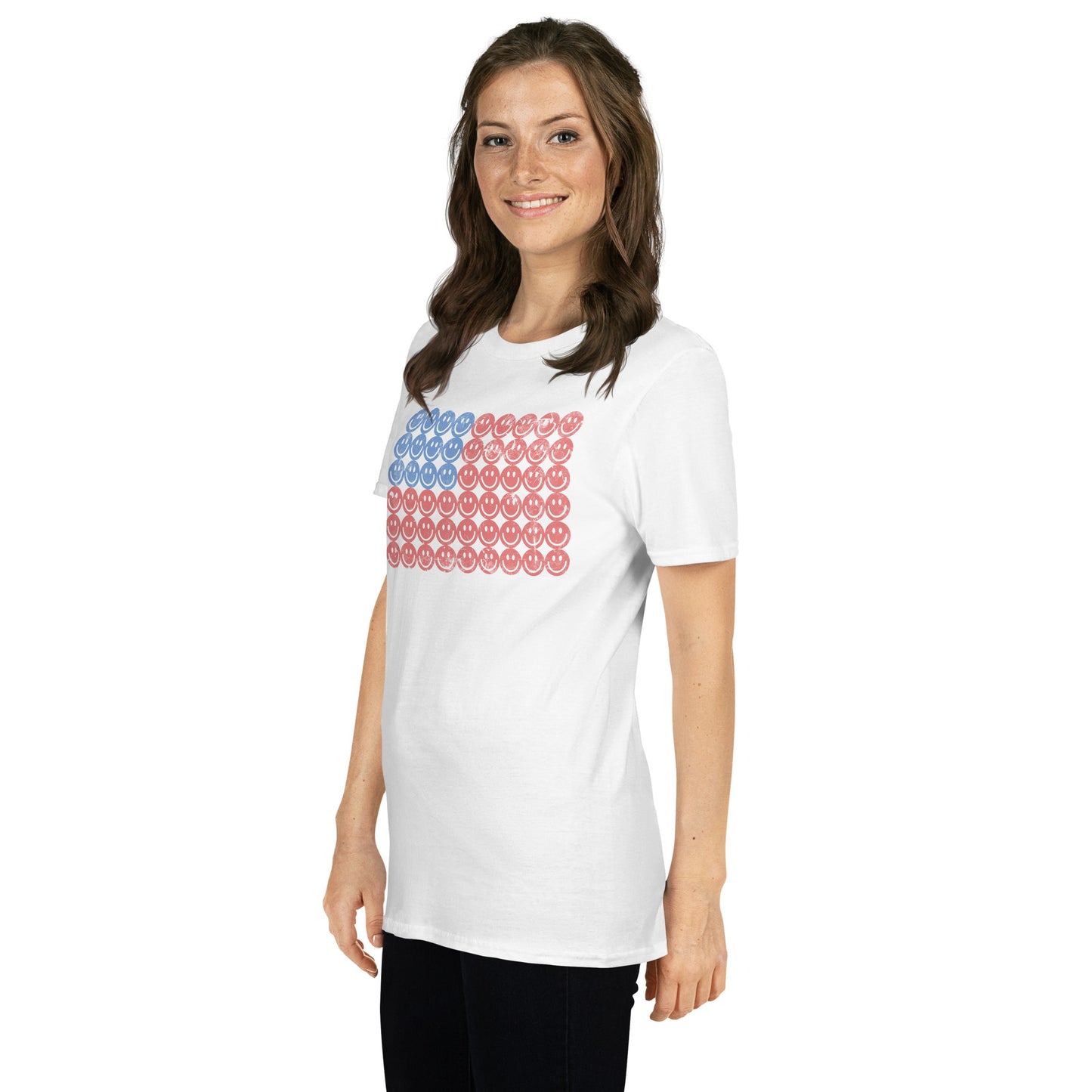 Smiley Face American Flag Unisex T-Shirt