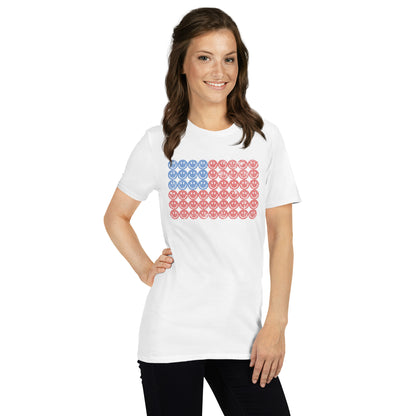 Smiley Face American Flag Unisex T-Shirt