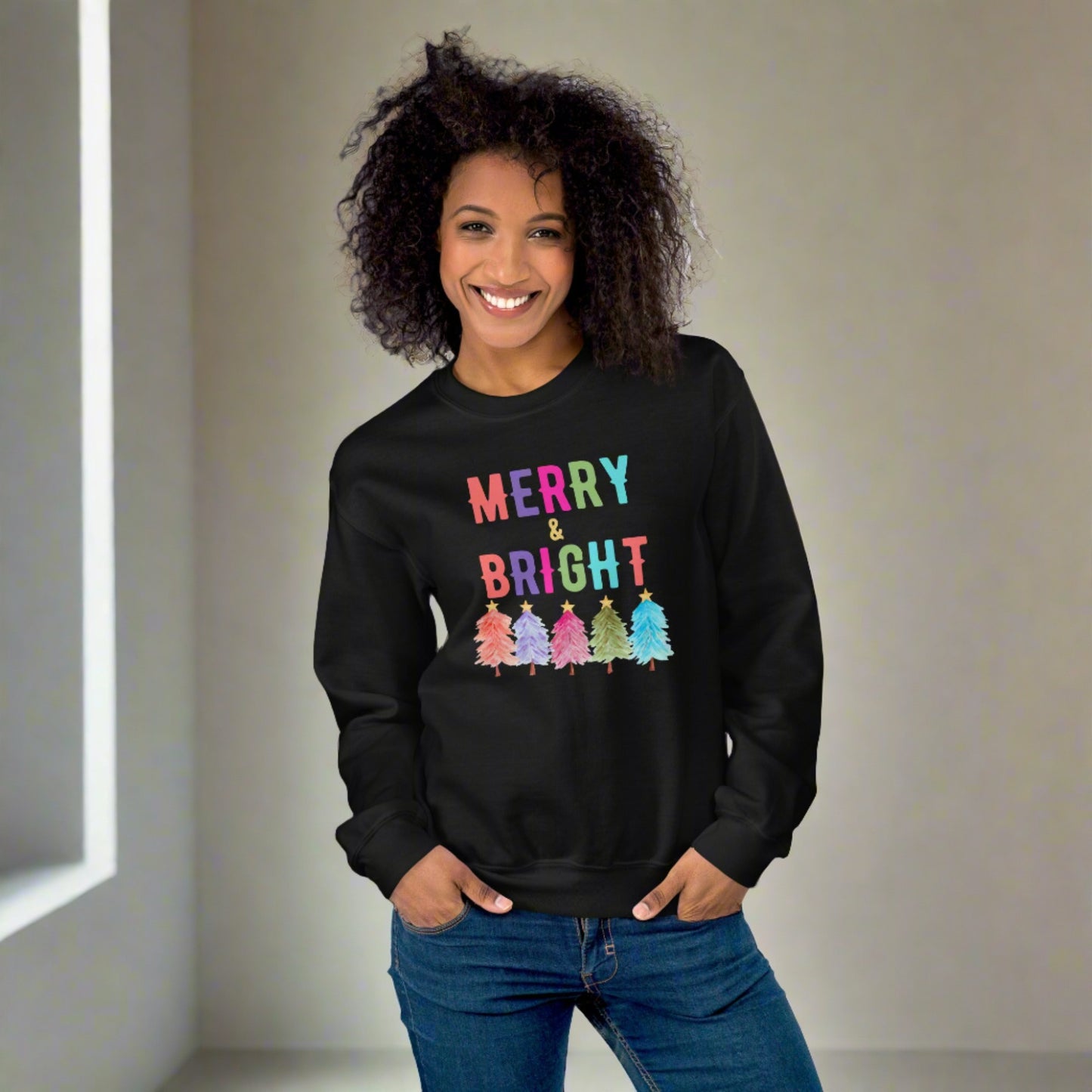 Merry and Bright Holiday Unisex Adult Sweatshirt, by jaecrece.com