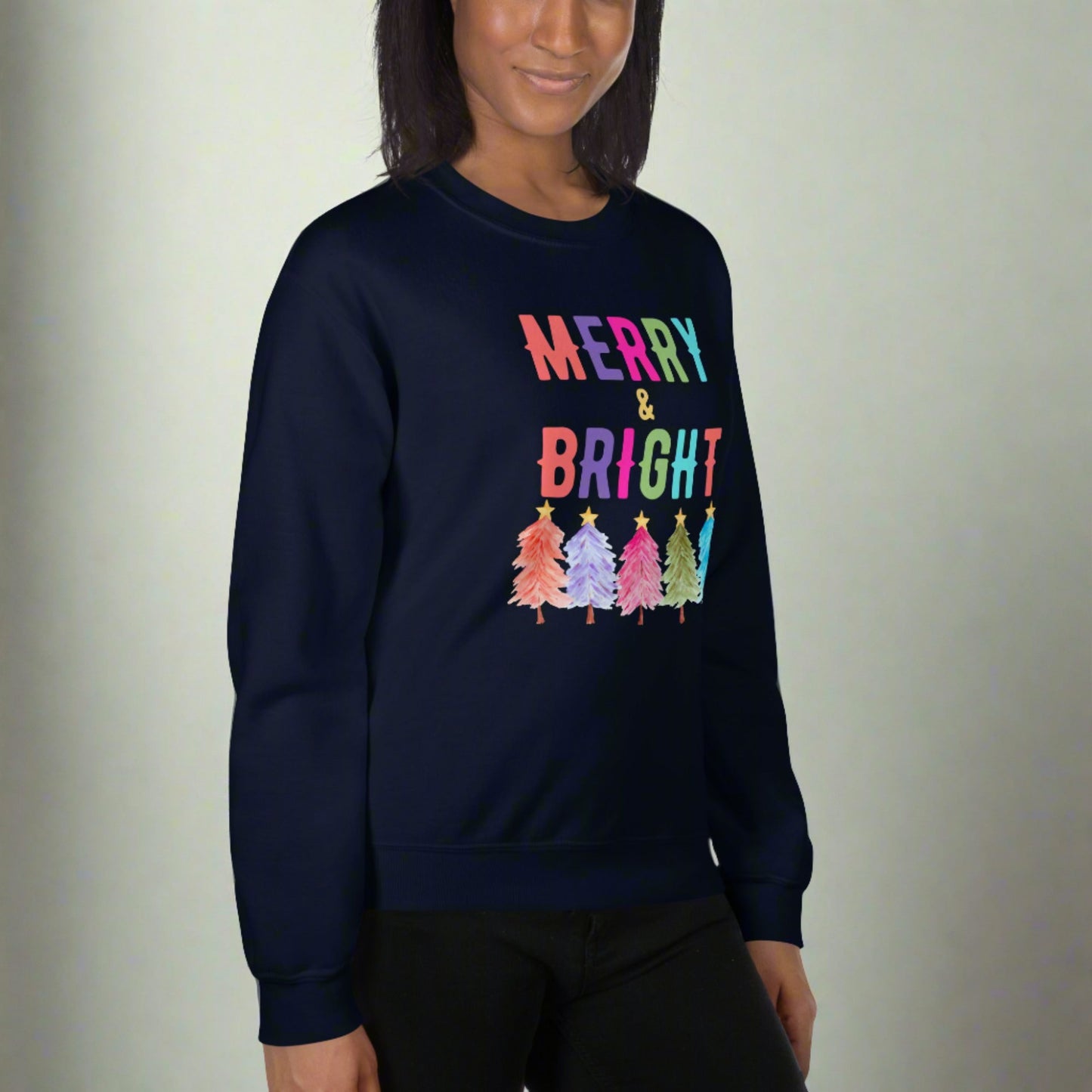 Merry and Bright Holiday Unisex Adult Sweatshirt, by jaecrece.com