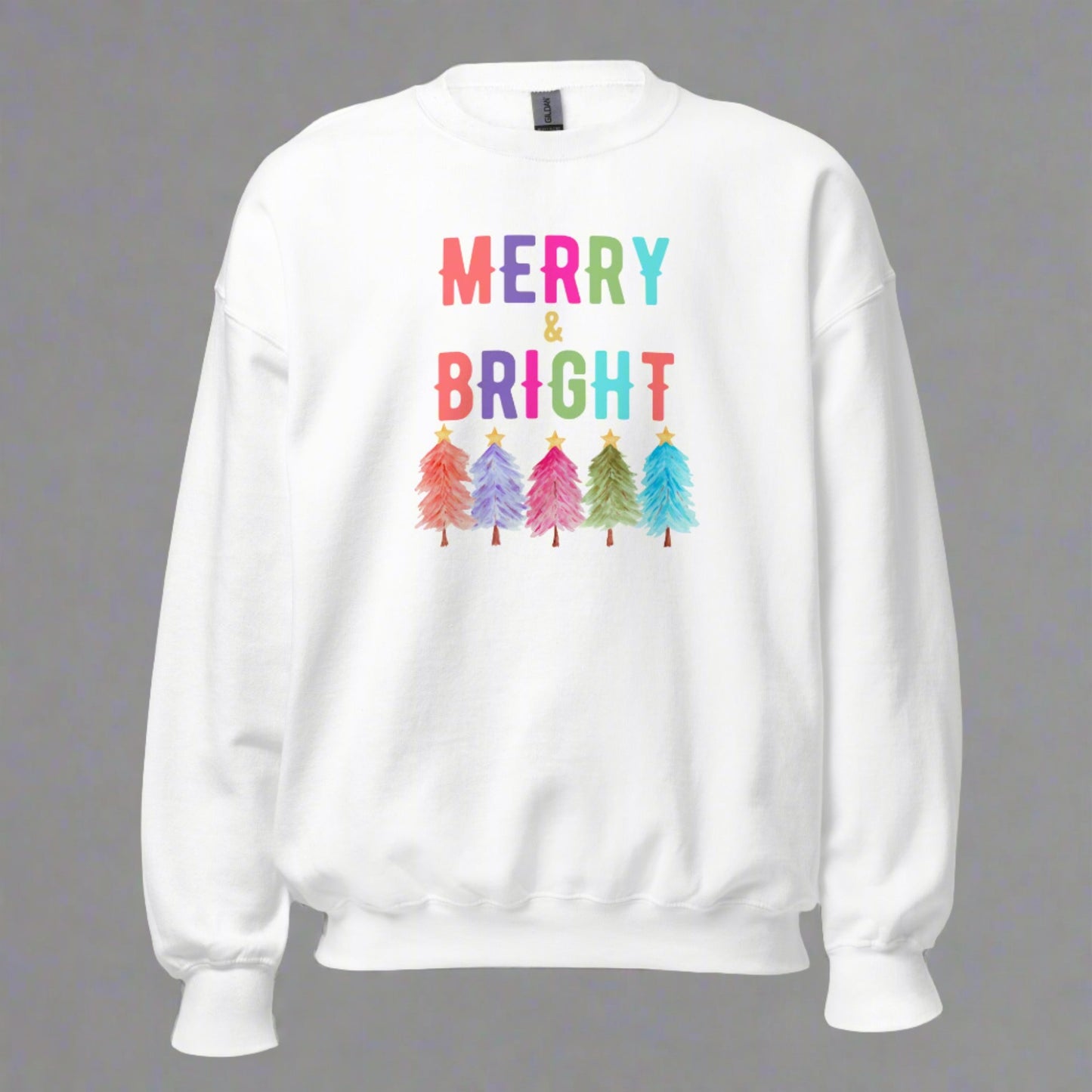 Merry and Bright Holiday Unisex Adult Sweatshirt, by jaecrece.com