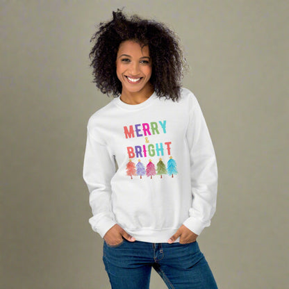 Merry and Bright Holiday Unisex Adult Sweatshirt, by jaecrece.com