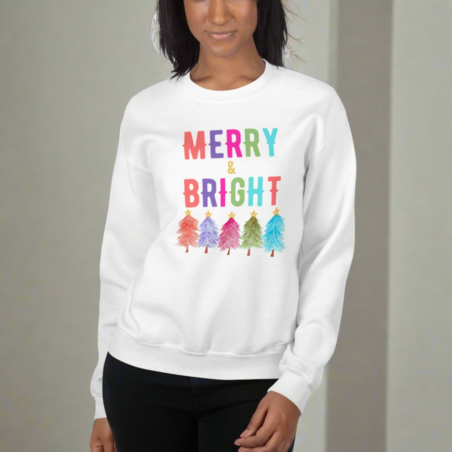 Merry and Bright Holiday Unisex Adult Sweatshirt, by jaecrece.com