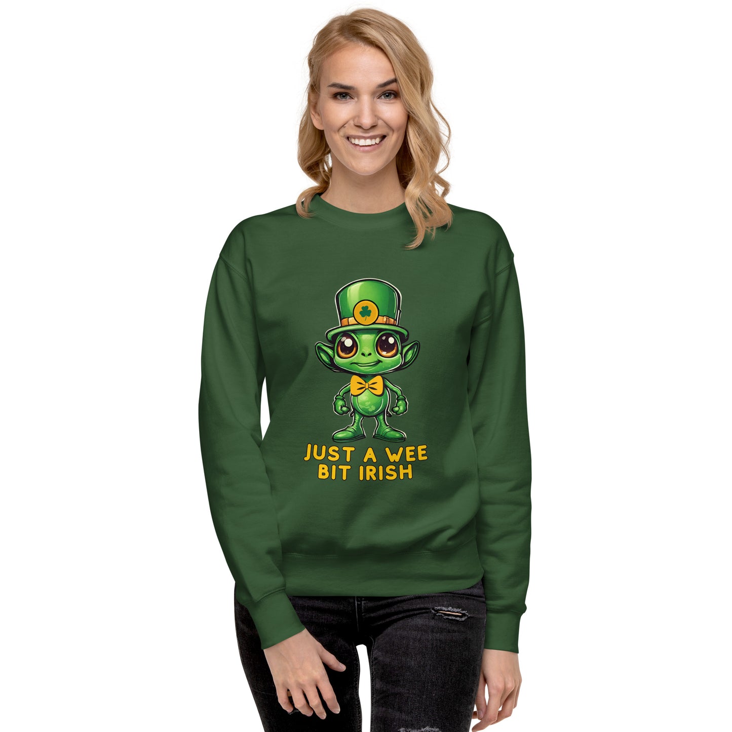 Just a Wee Bit Irish Alien Unisex Premium Sweatshirt