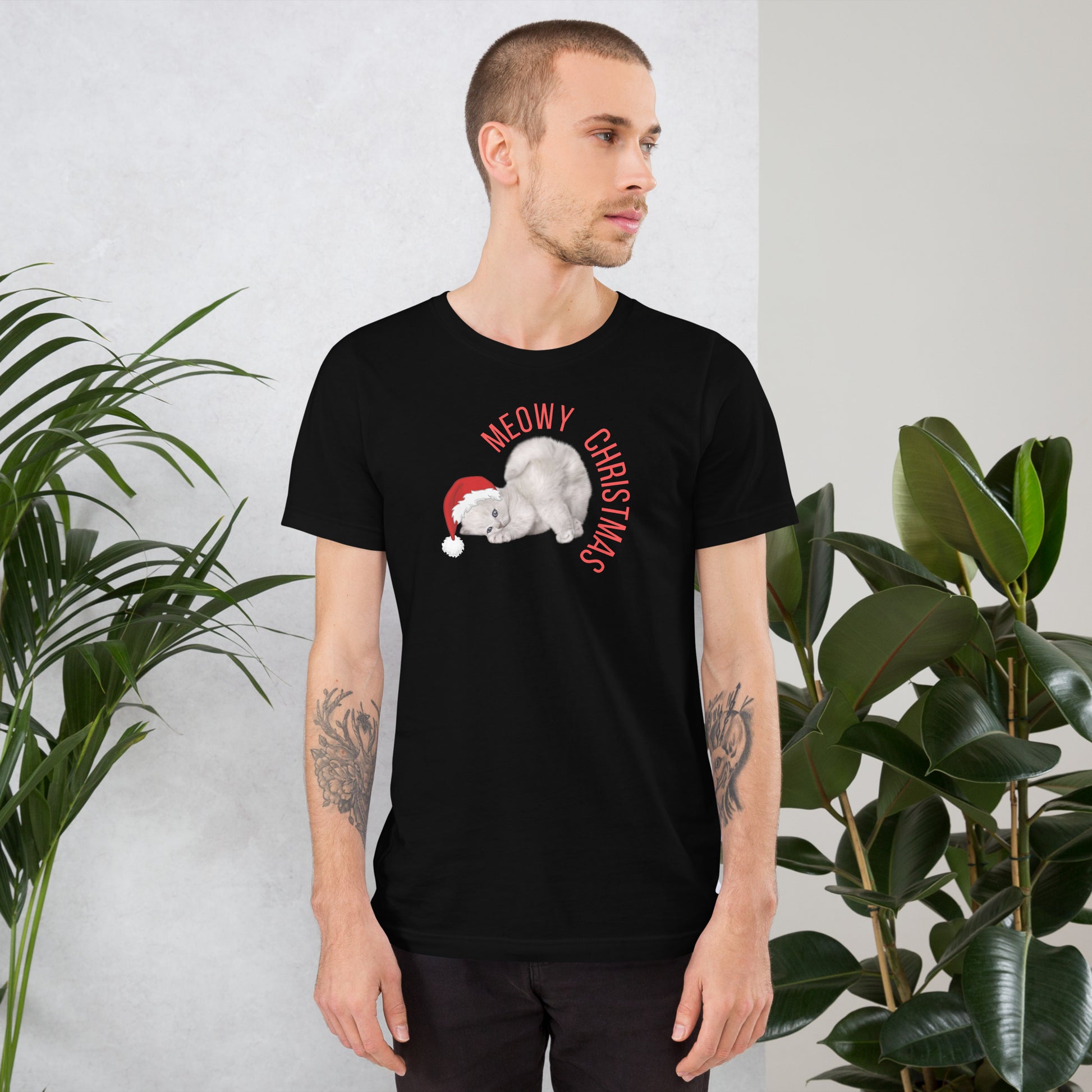 Get festive with this Meowy Christmas adult unisex t-shirt featuring a Santa hat-wearing grey kitten and a playful holiday pun. The bold graphic makes it perfect for cat moms, dads, or anyone who loves a good Christmas joke. Available in sizes XS–5XL and part of a full family matching set with kids’ tees, sweatshirts, and a cozy holiday blanket. A soft and fun addition to your Christmas wardrobe or gift list.