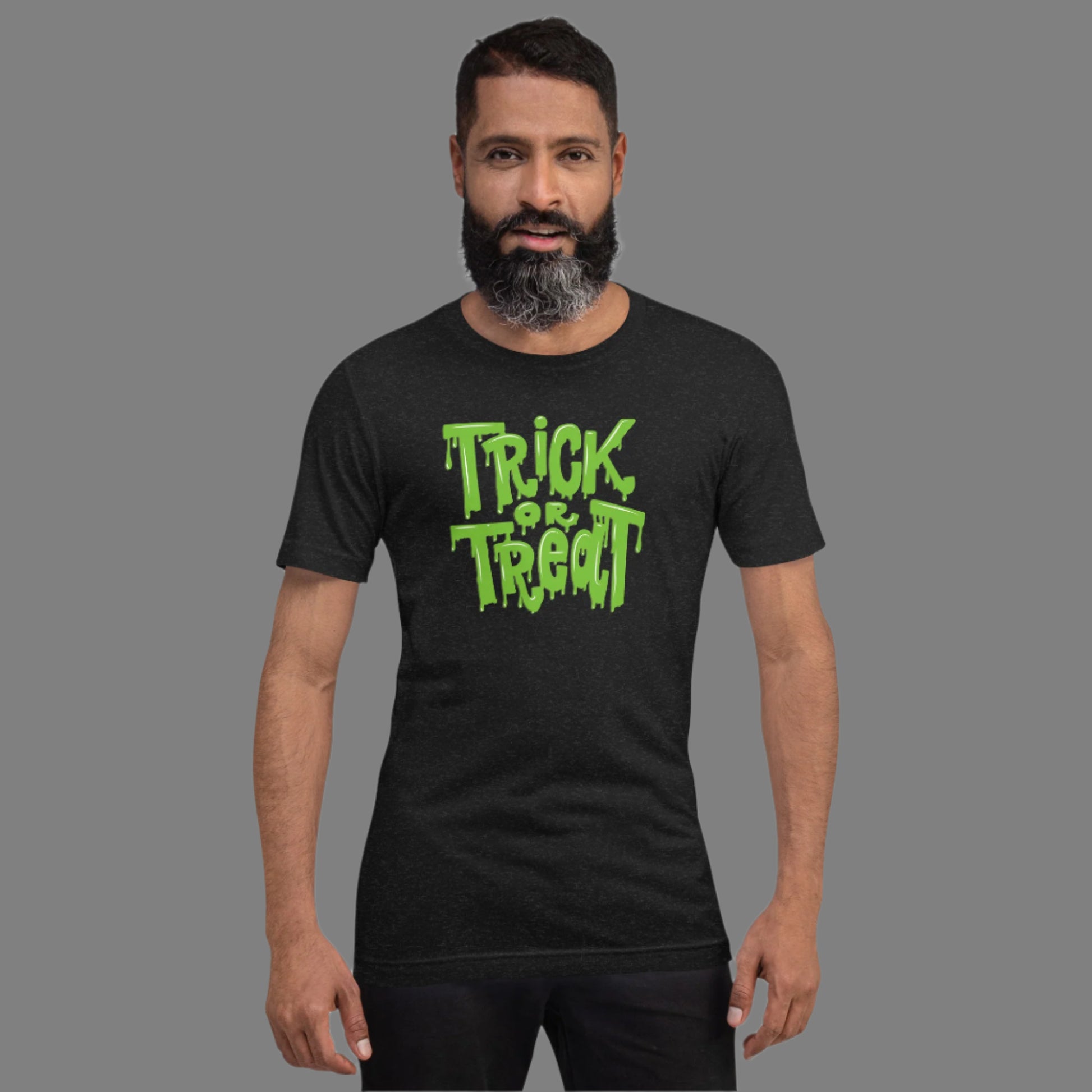 Slime ooze Halloween shirt featuring green drippy text that says “Trick or Treat.” This creepy and fun unisex tee is great for October events, Halloween parties, or casual autumn wear. Made from breathable cotton in sizes XS to 5XL, it’s an ideal spooky season staple for both men and women who love festive fashion.

