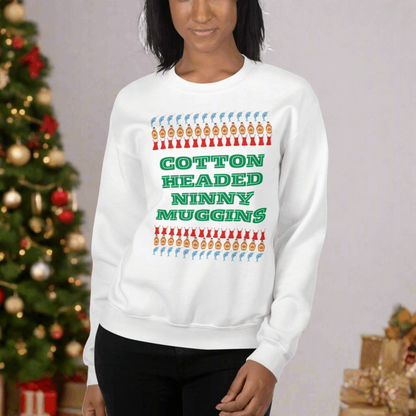 Celebrate the season with this unisex Cotton Headed Ninny Muggins sweatshirt. Inspired by the classic Elf quote, this cozy crewneck is crafted from a cotton-poly blend for comfort and durability. A fun, humorous addition to your holiday wardrobe, perfect for Christmas parties, office celebrations, or as a quirky gift for fans of Buddy the Elf and funny festive apparel.