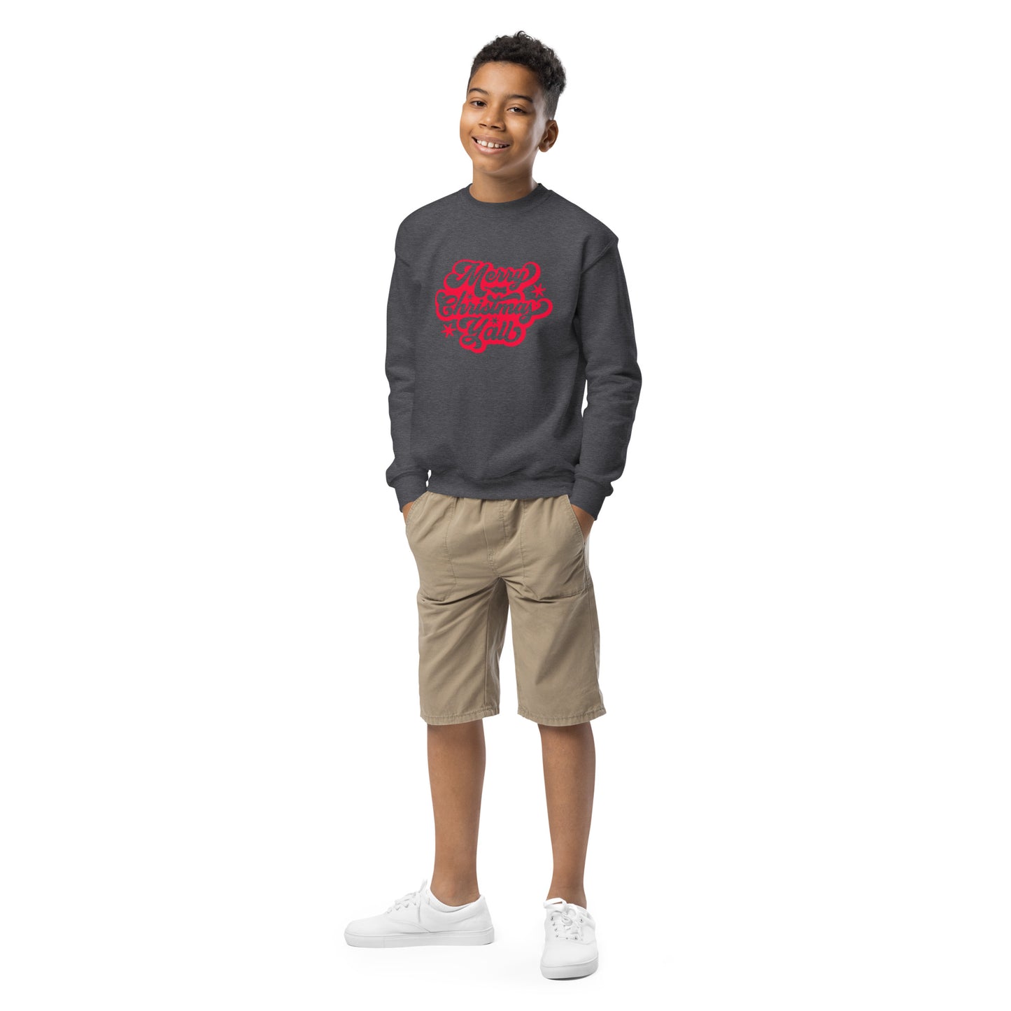 Merry Christmas Y’all Youth Crewneck Sweatshirt - jaecrece