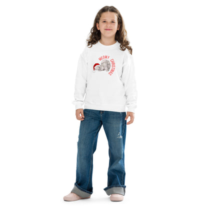 Meowy Christmas Youth Crewneck Sweatshirt