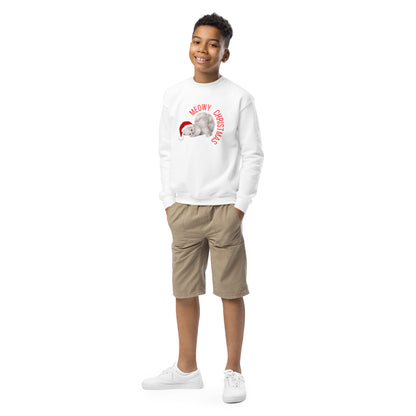 Meowy Christmas Youth Crewneck Sweatshirt