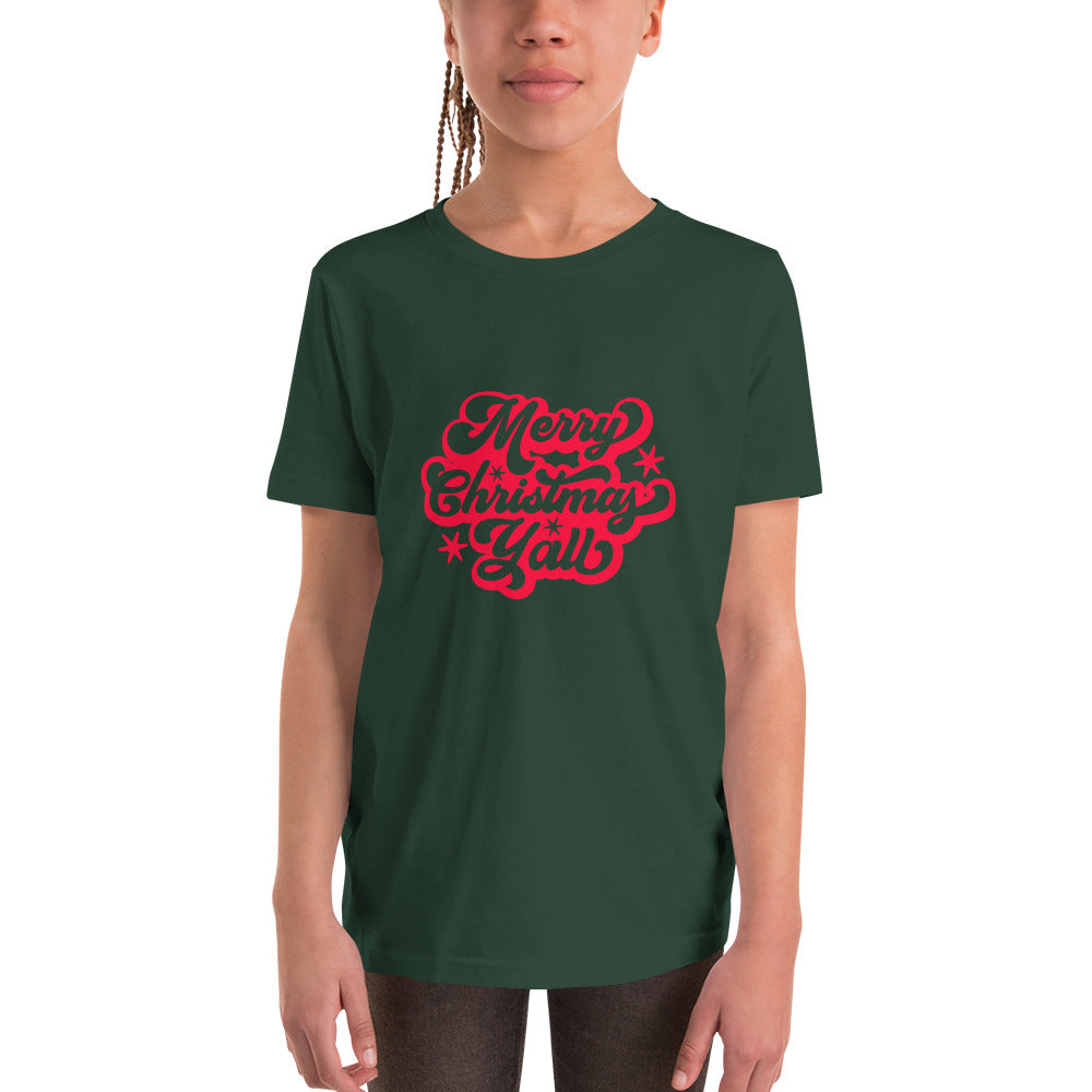 Merry Christmas Y’all Youth Short Sleeve T-Shirt - jaecrece