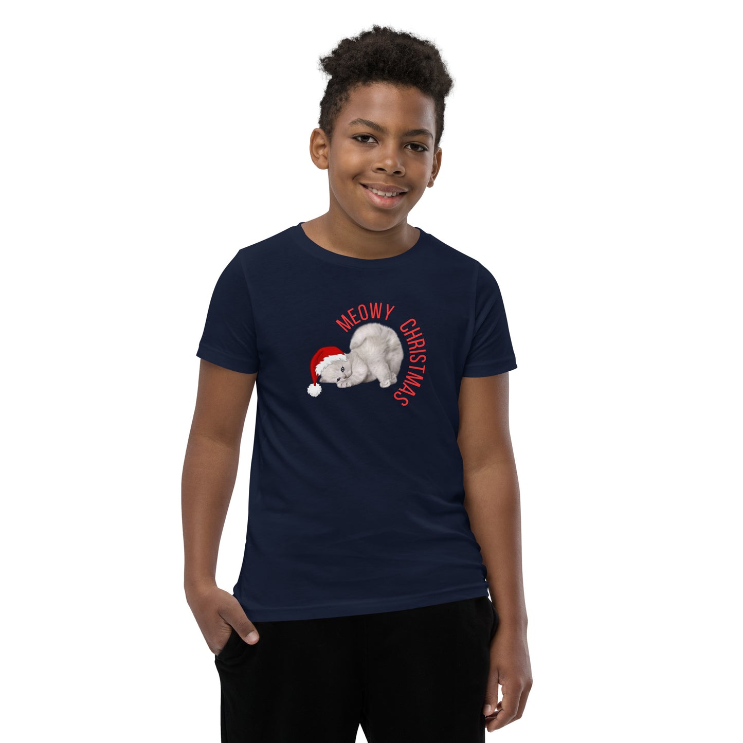 Meowy Christmas Youth Short Sleeve T-Shirt