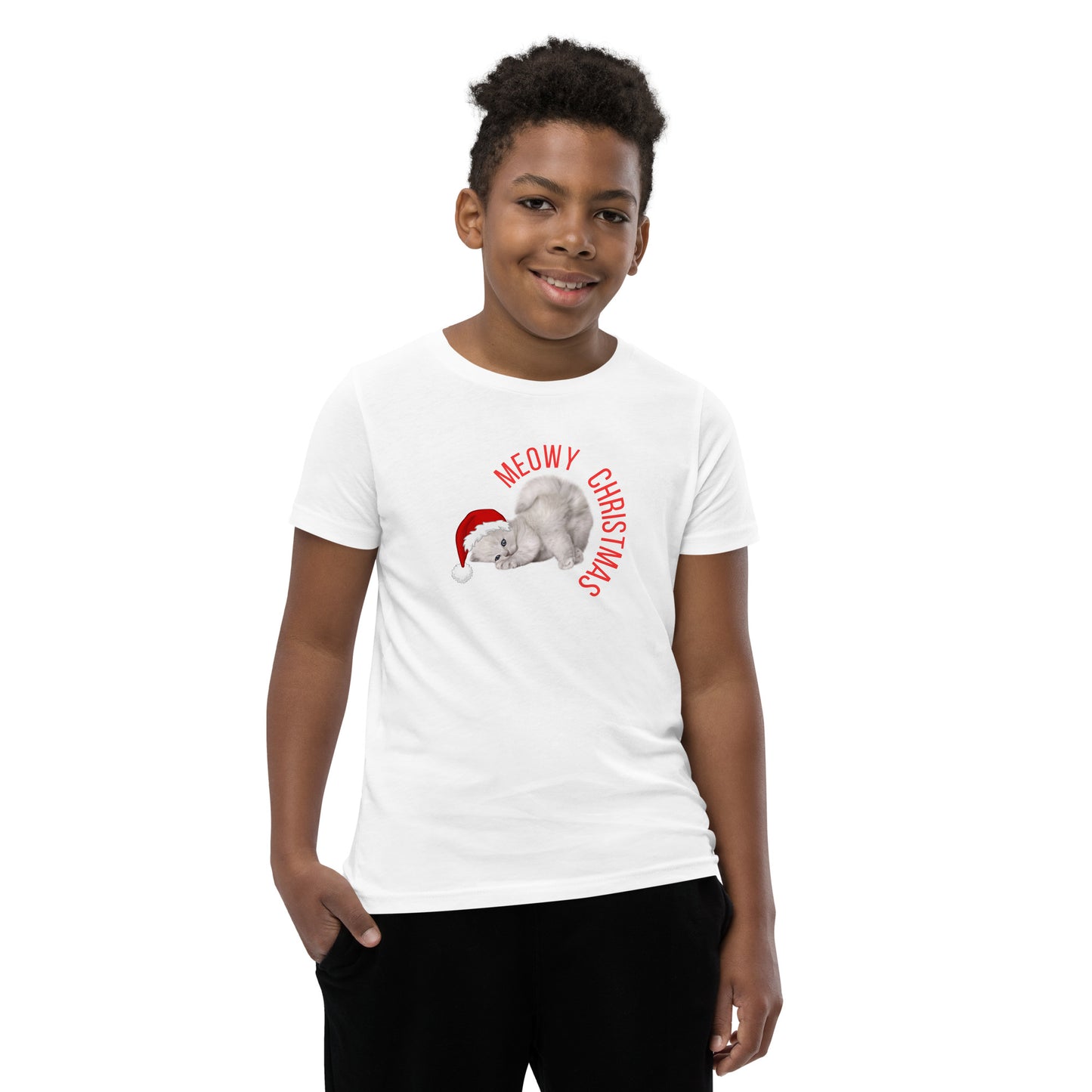 Meowy Christmas Youth Short Sleeve T-Shirt